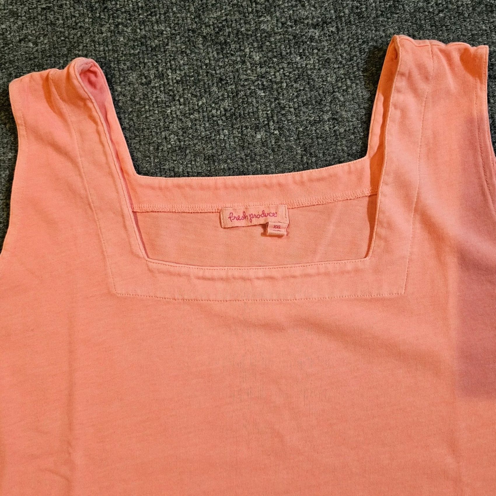 Layer 8 Fresh Produce Tank Top Women 2XL Orange Square Neck Neon Wide Strap Causal Layer Tank Size XXL / US 16-18 / IT 52-54 - 2 Thumbnail