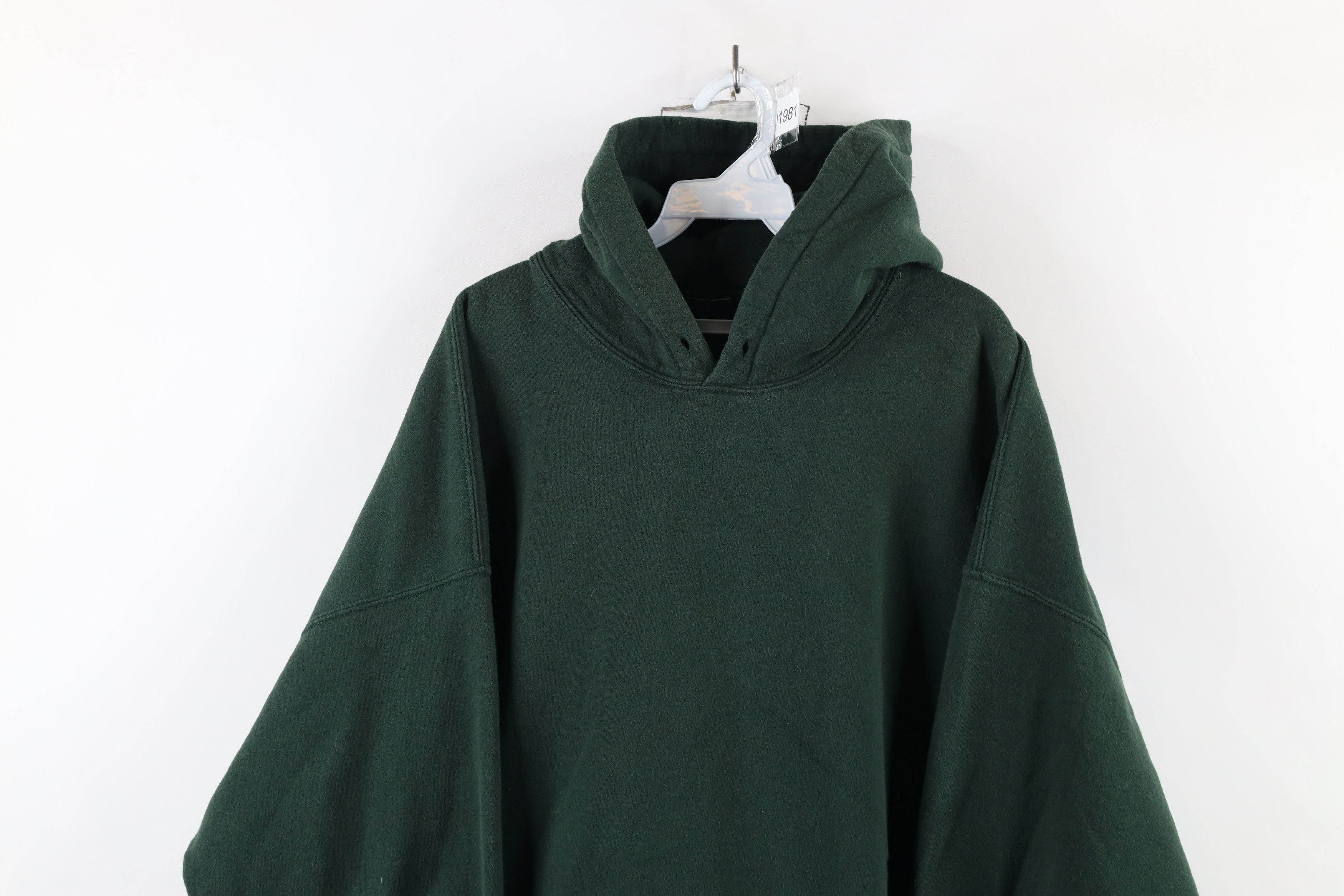 Vintage Vintage 90s Streetwear Blank Heavy Hoodie Sweatshirt Green Size US XXL / EU 58 / 5 - 2 Thumbnail