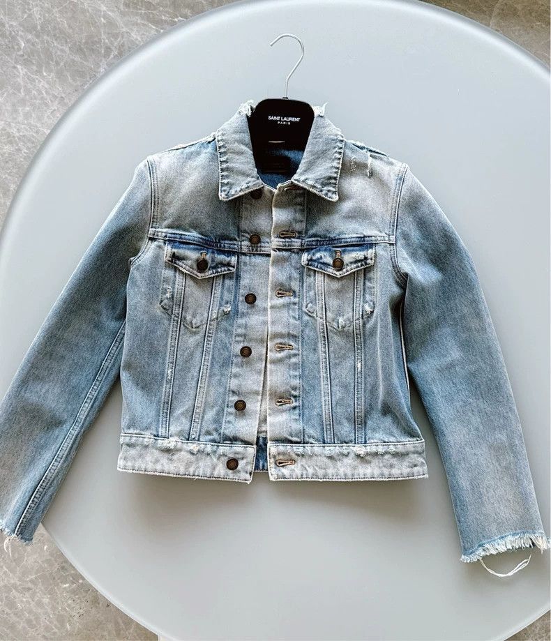 Saint Laurent Paris Saint Laurent Paris YSL Denim Jacket Light Blue Size S-250 Size US S / EU 44-46 / 1 - 1 Thumbnail