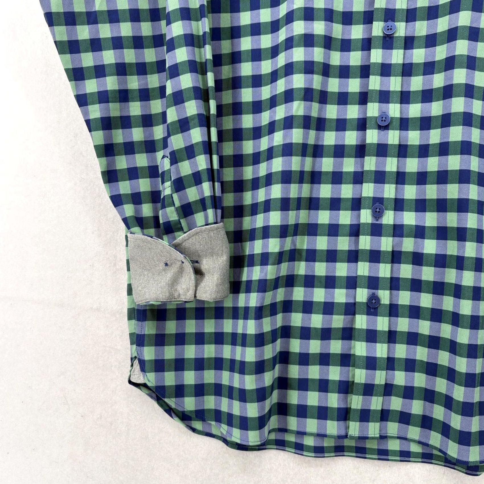 Vintage Twillory Dress Shirt Mens 15.5 34/35 Green Gingham Classic Stretch Performance Shirt Size 42R - 4 Thumbnail