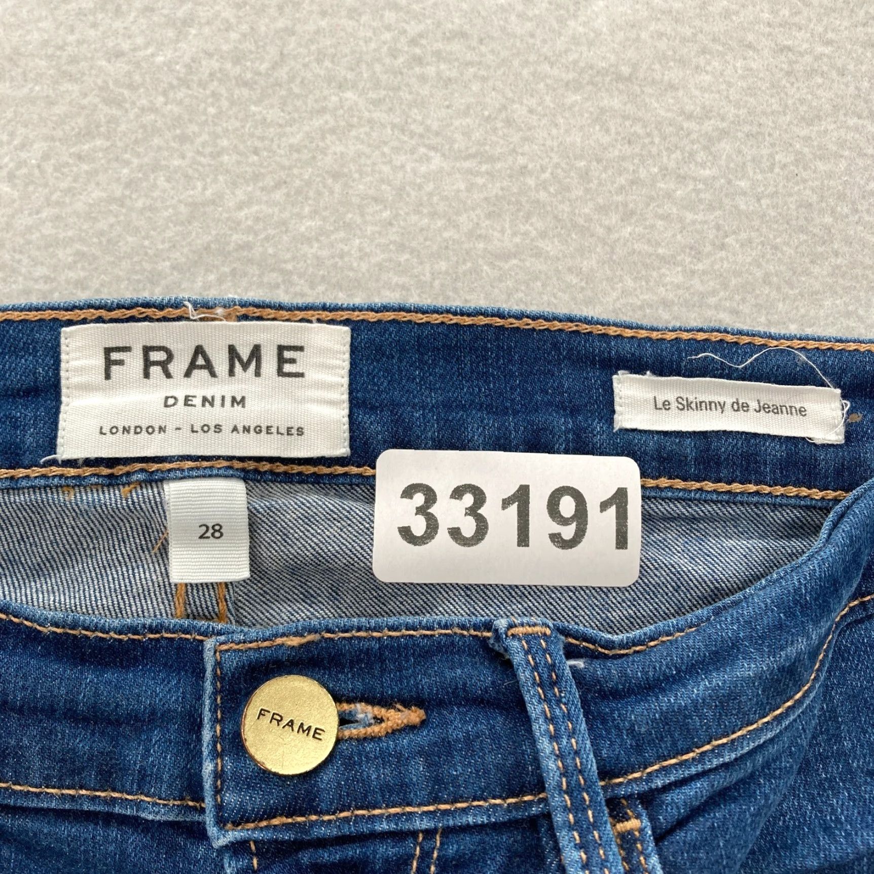 Frame FRAME Le Skinny De Jeanne Jeans Women's 28 Dark Wash Blue Stretch Denim Preppy Slim 5-Pocket Inseam 29 Dark Blue 石 Size 28" / US 6 / IT 42 - 4 Thumbnail