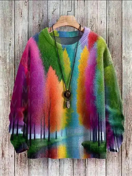 Japanese Brand × Streetwear × Vintage Art Print Casual Knit