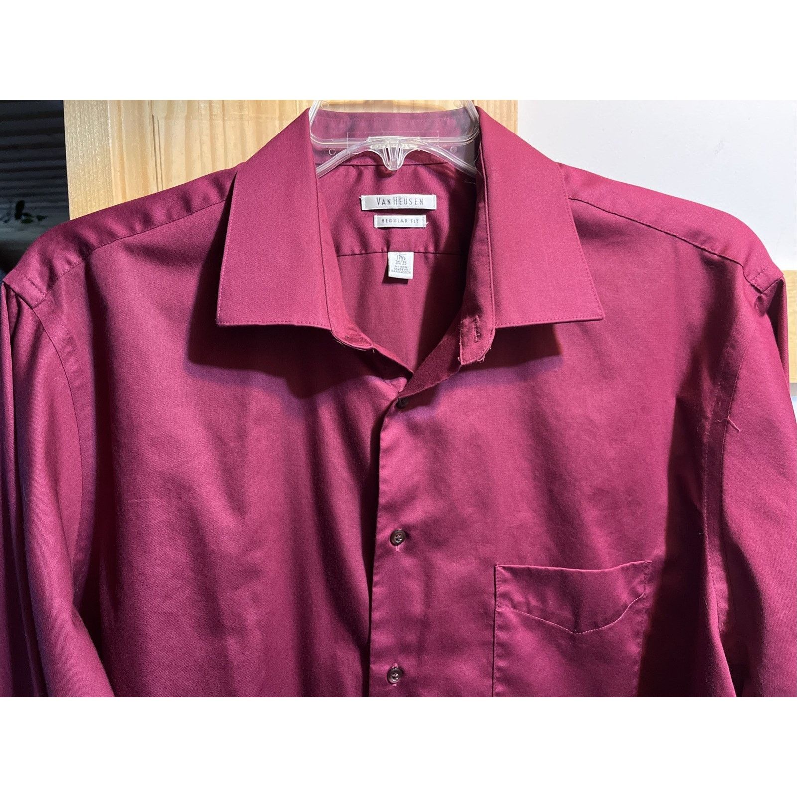 Van Heusen Van Heusen Mens Lux Sateen Red LS Dress Shirt Sz 17.5 34/35 Size US XXL / EU 58 / 5 - 4 Thumbnail