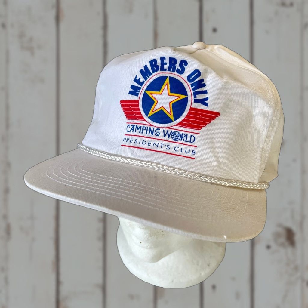 Vintage VINTAGE Members Only Trucker Hat White Snapback Camping World President’s Club Men’s Hat (One Size) Size ONE SIZE - 1 Thumbnail