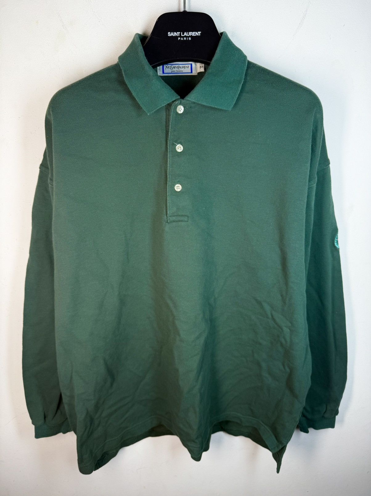 Yves Saint Laurent 90’s YSL Sweatshirt 1/4 Button Up Pique Sweater Vintage Rare Size US M / EU 48-50 / 2 - 1 Thumbnail