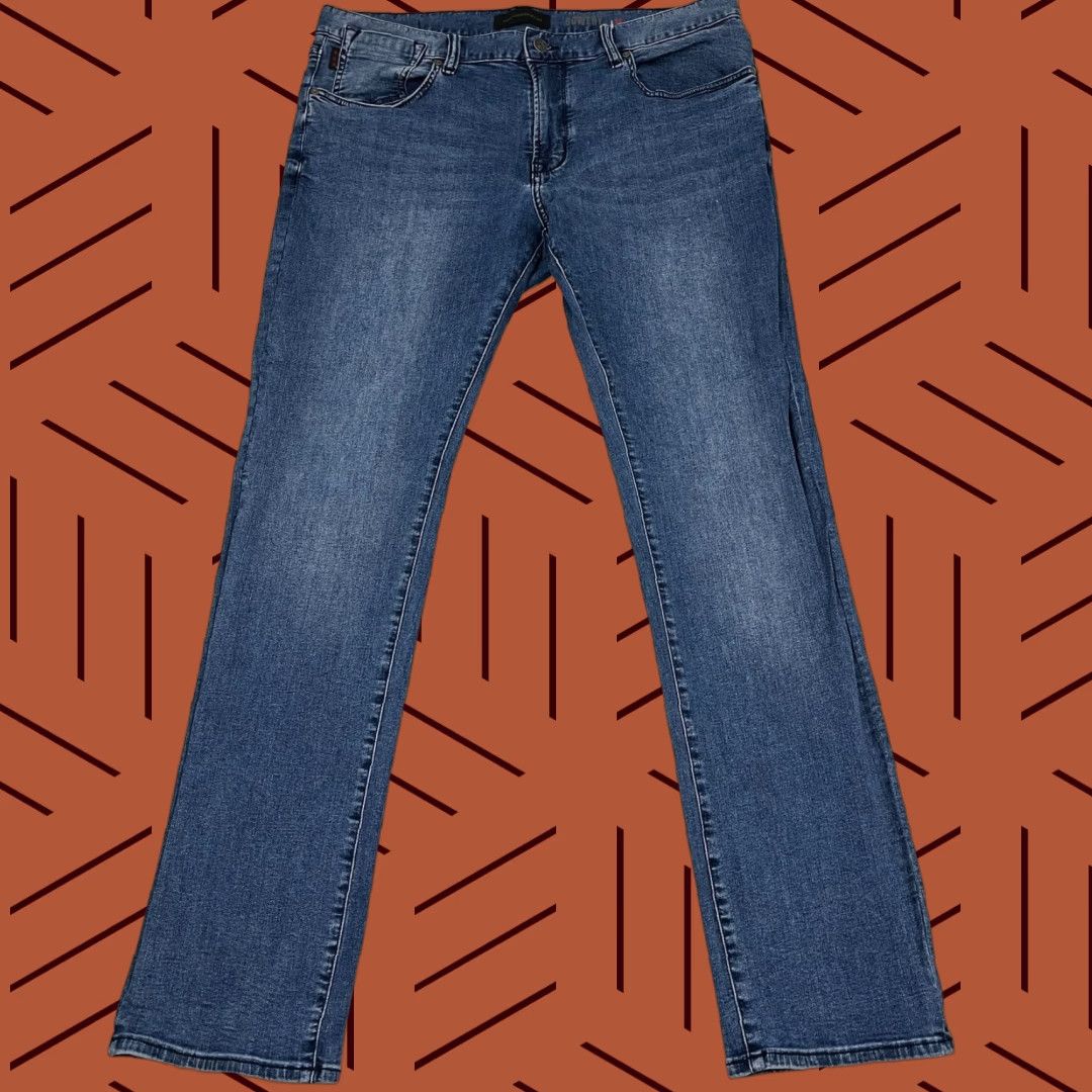 John Varvatos John Varvatos Bowery Jeans Mens 36 x 32 Slim Straight Blue Denim Stretch Zip Fly Size US 36 / EU 52 - 1 Thumbnail