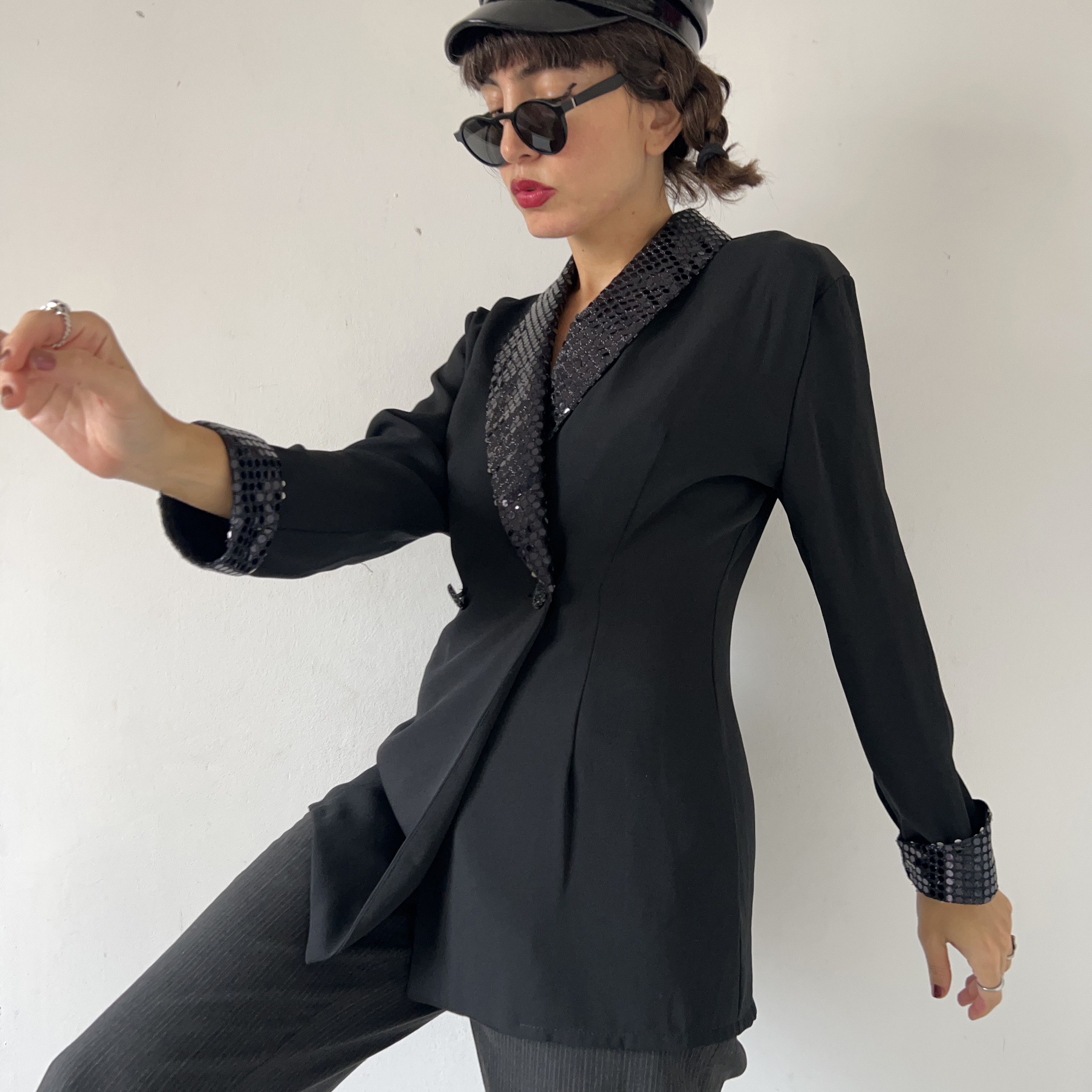 Vintage Vintage 80s Black Sequin Blazer Size XL / US 12-14 / IT 48-50 - 6 Thumbnail