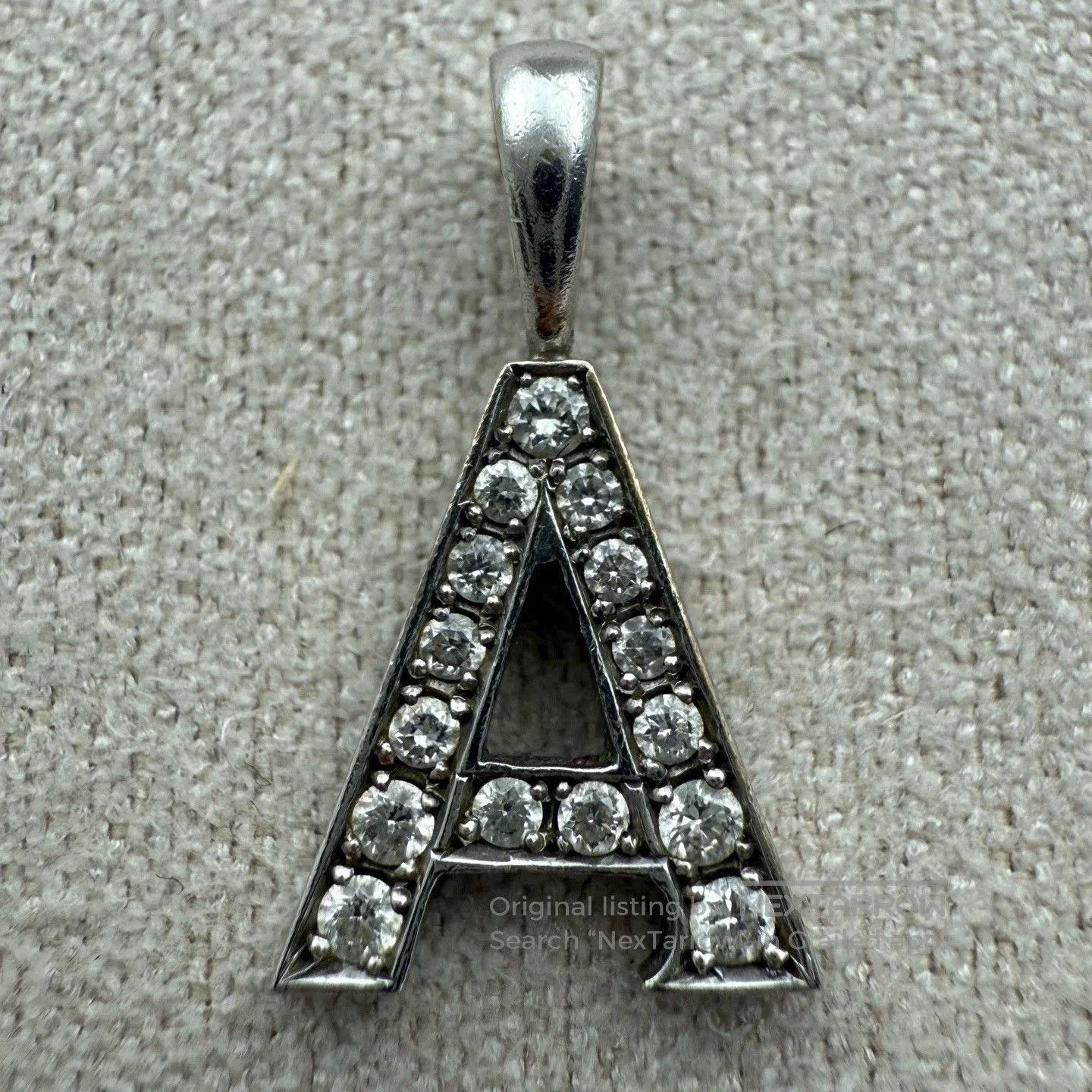 EYEFUNNY Eyefunny White Gold Diamond Letter A Pendant. Size ONE SIZE - 2 Thumbnail