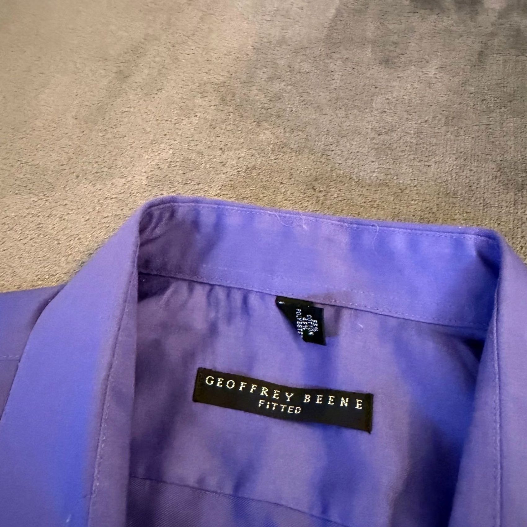 Geoffrey Beene VINTAGE? No. Geoffrey Beene Dress Shirt Purple Wrinkle Resistant 2XL Long Sleeve Button Down, Solid, Collared, Woven, 18 Neck Mens Size 48R - 4 Thumbnail