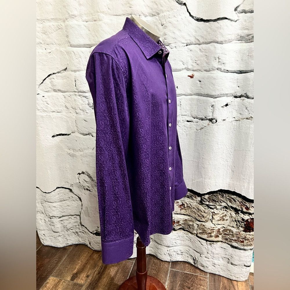 Robert Graham Purple Paisley Scroll Long Sleeve Dress Shirt