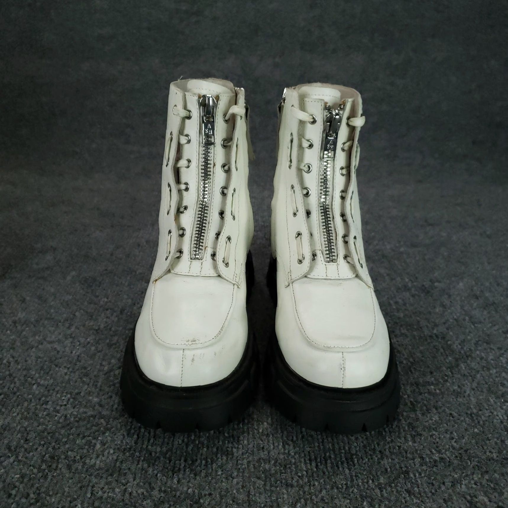 ASH ASH Lynch Boots Womens Size 7.5 White Leather Front Zip Combat Boots Mulit Lug Sole Platform Womens Shoes Size US 7.5 / IT 37.5 - 2 Thumbnail