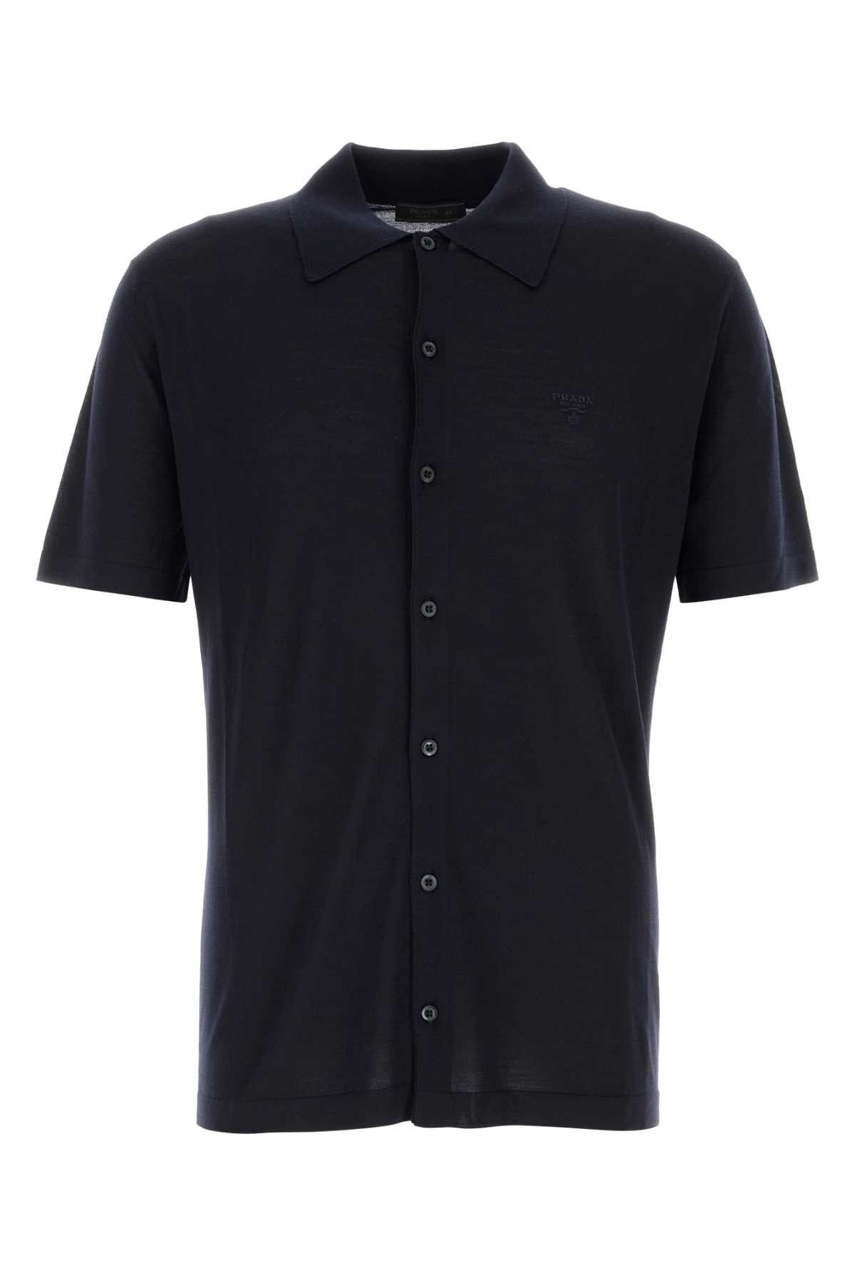 Prada Midnight Blue Wool Shirt Size US XL / EU 56 / 4 - 1 Thumbnail