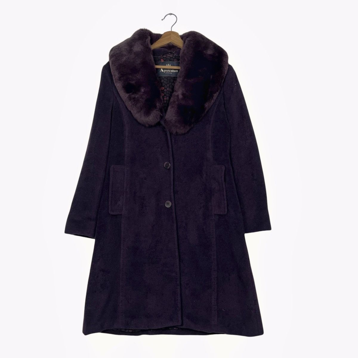 Aquascutum Aquascutum Rabbit Fur Purple Wool Coat Size S / US 4 / IT 40 - 1 Thumbnail