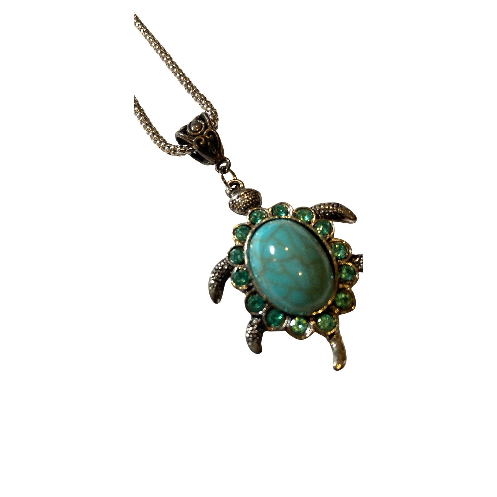 Other Turtle Pendnt Necklace & Earrings W/Resin Turquoise & Blue S Size ONE SIZE - 1 Thumbnail