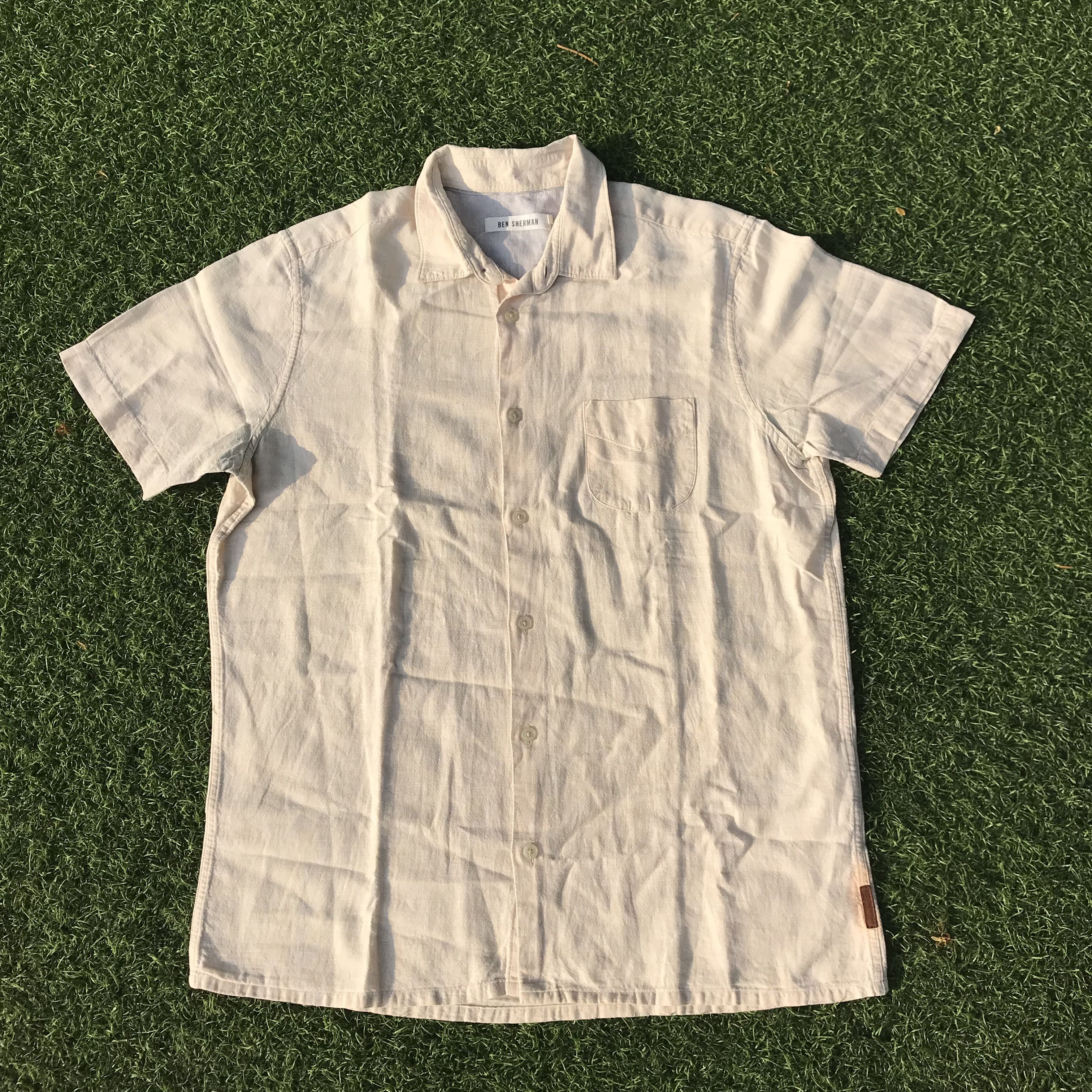 Ben Sherman × Designer × Other UK Ben Sherman White Chalk Chambray Short Sleeve Shirt Size US M / EU 48-50 / 2 - 1 Thumbnail