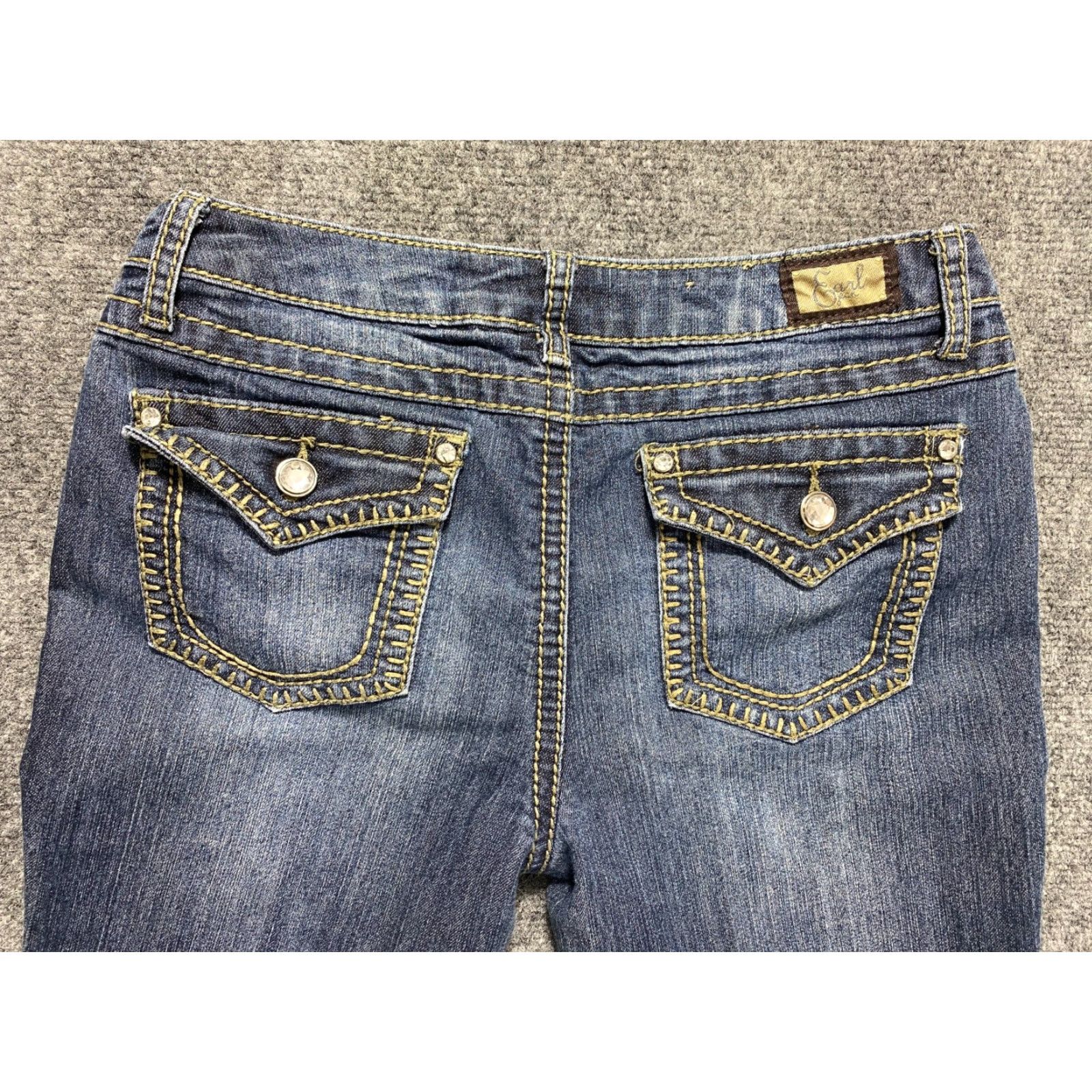Vintage Earl Jeans Womens Jeans 6 Blue Denim Rhinestone Pocket Flap 5-Pocket Bootcut Regular Size 28" / US 6 / IT 42 - 4 Thumbnail
