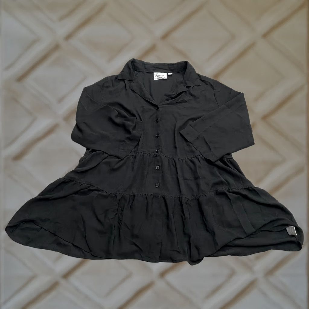 Vintage Linea by Louis Dell'Olio Blouse Shirt Womens 1X Black Button Down Long Sleeve Tunic Solid Polyester Classic Vintage No Size XL / US 12-14 / IT 48-50 - 1 Thumbnail