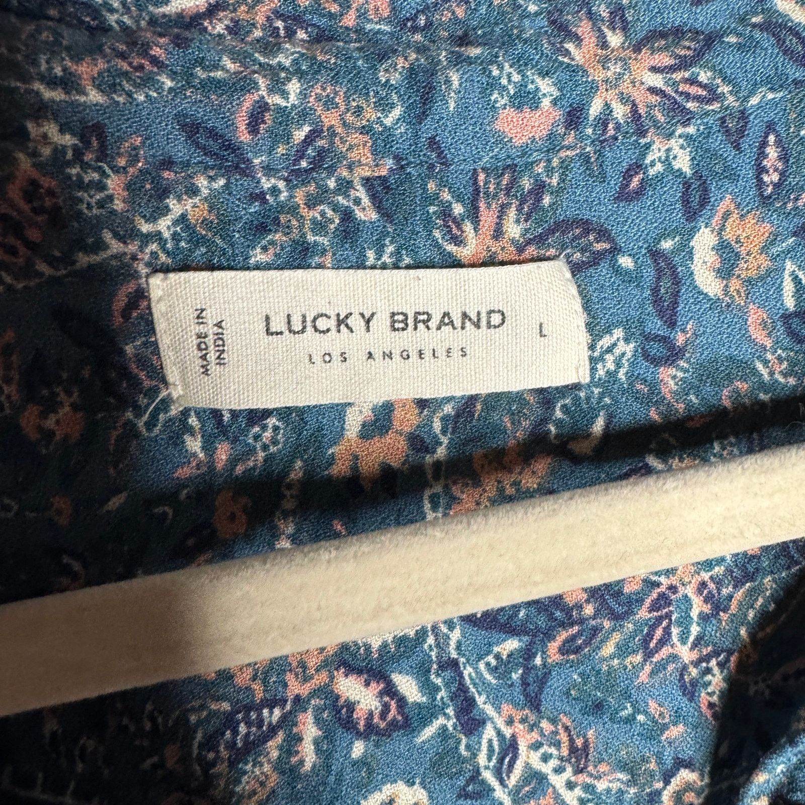 Lucky Brand Lucky Brand Women's Long Sleeve Printed Ruffle Collar Top Lg Size L / US 10 / IT 46 - 3 Thumbnail