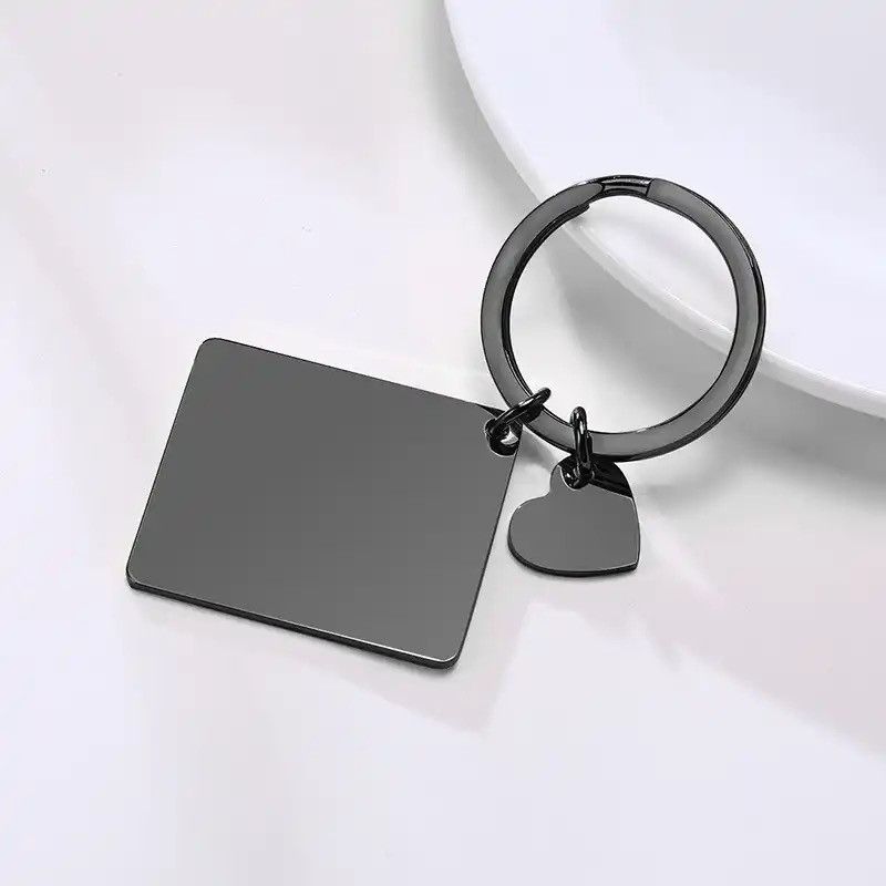 Other Smooth Square Tag with Heart Charm Key Chain Size ONE SIZE - 1 Thumbnail