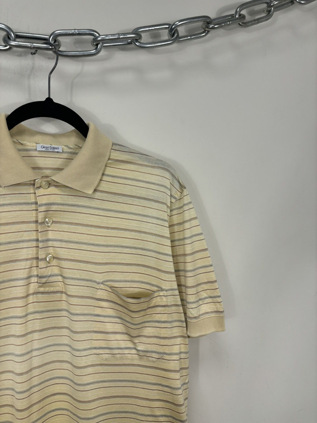 Gran Sasso Gran Sasso Men’s Italian Luxury Classic Striped Polo Shirt Size US L / EU 52-54 / 3 - 3 Thumbnail