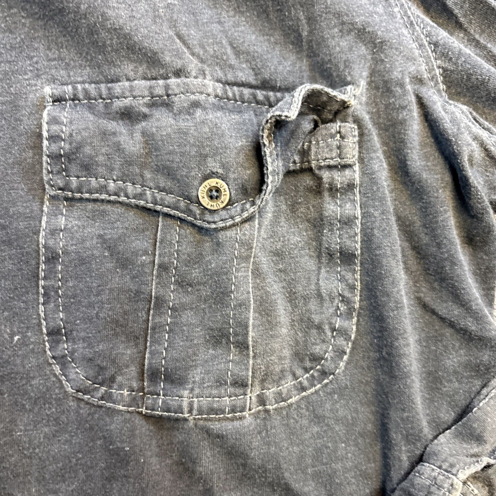 Vintage Kuhl Shirt Descendr Button-Up Medium Organic Cotton Hiking Mens Blue Grey Size US M / EU 48-50 / 2 - 3 Thumbnail