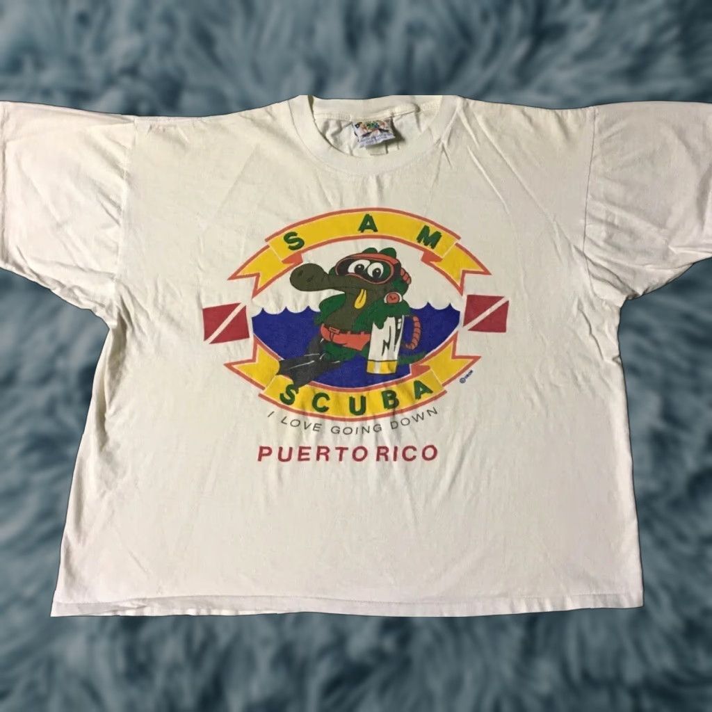 Vintage VINTAGE Sam Scuba I Love Going Down Shirt XL White Boxy Mens 90s Grunge Beach Funny Size US XL / EU 56 / 4 - 1 Thumbnail