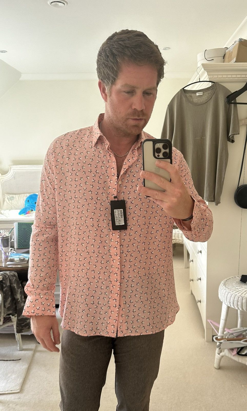 Saint Laurent Paris SS19 Saint Laurent star 💯% silk shirt 41 grail Size US L / EU 52-54 / 3 - 8 Thumbnail