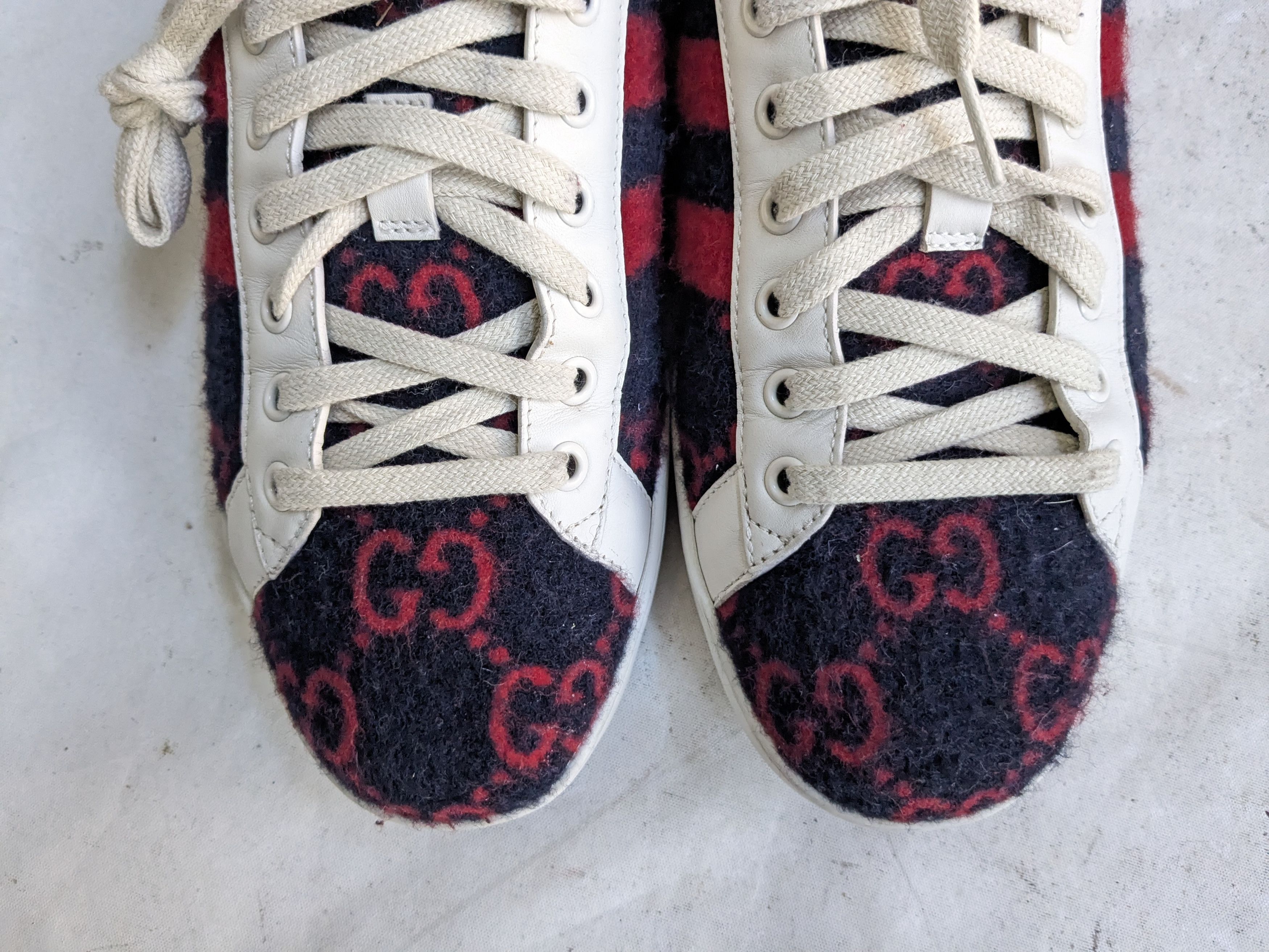 Gucci Gucci Ace Sneakers Monogram GG Logo 10 Red Navy Blue Size US 10 / EU 43 - 6 Thumbnail