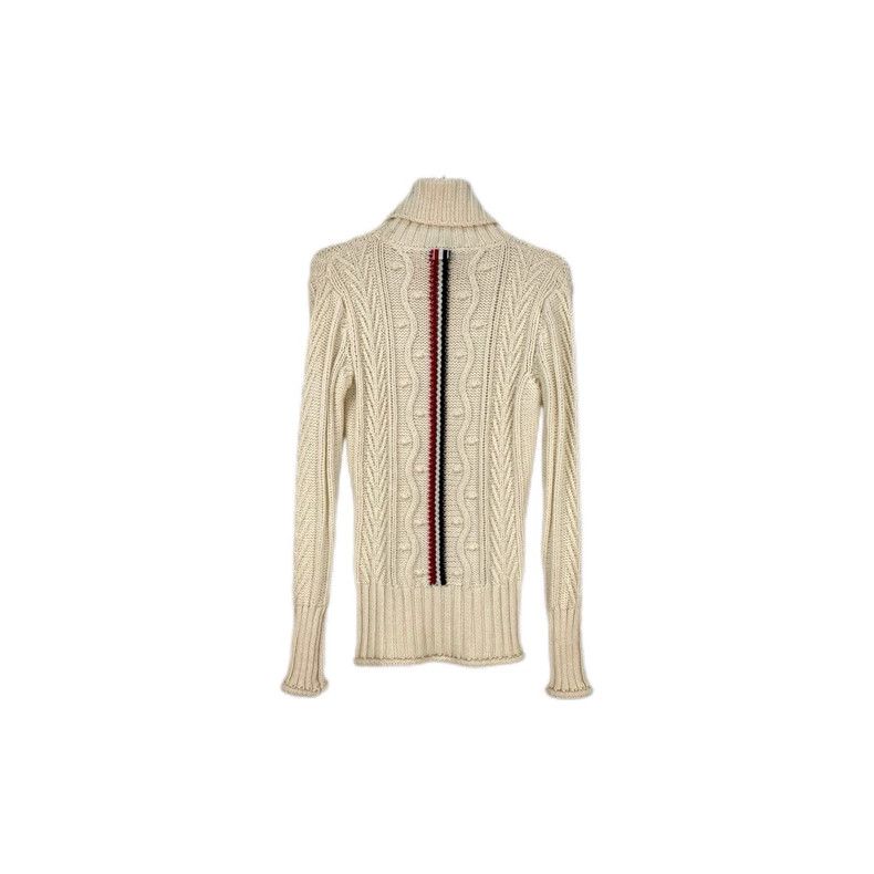 Thom Browne Thom Browne Size 38Beige classic logo twist wool sweater 25 Size US XXS / EU 40 - 2 Thumbnail
