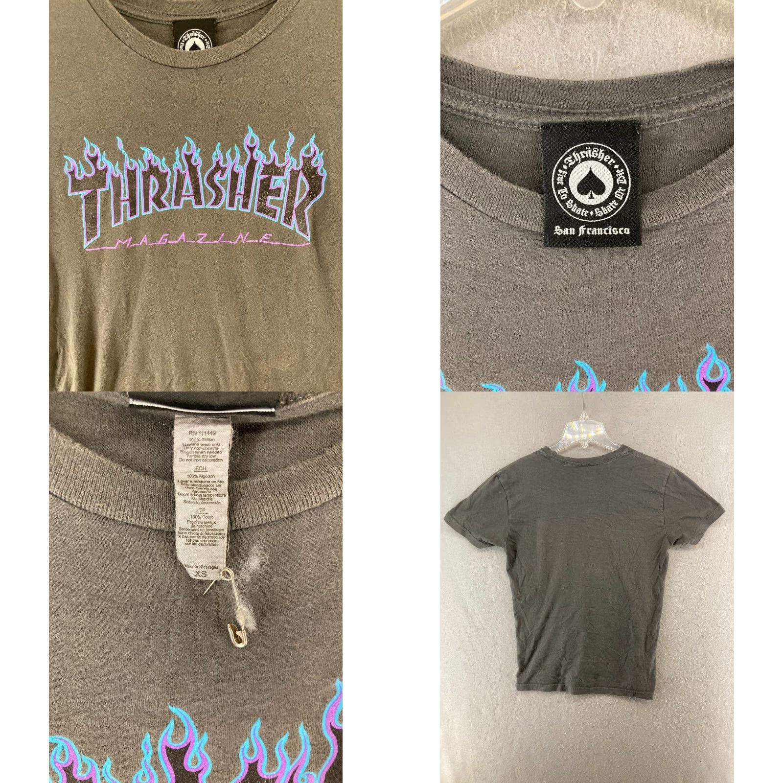 Thrasher Thrasher Magazine Womens Promo TShirt XS Gray Flame Grunge Size XS / US 0-2 / IT 36-38 - 8 Thumbnail