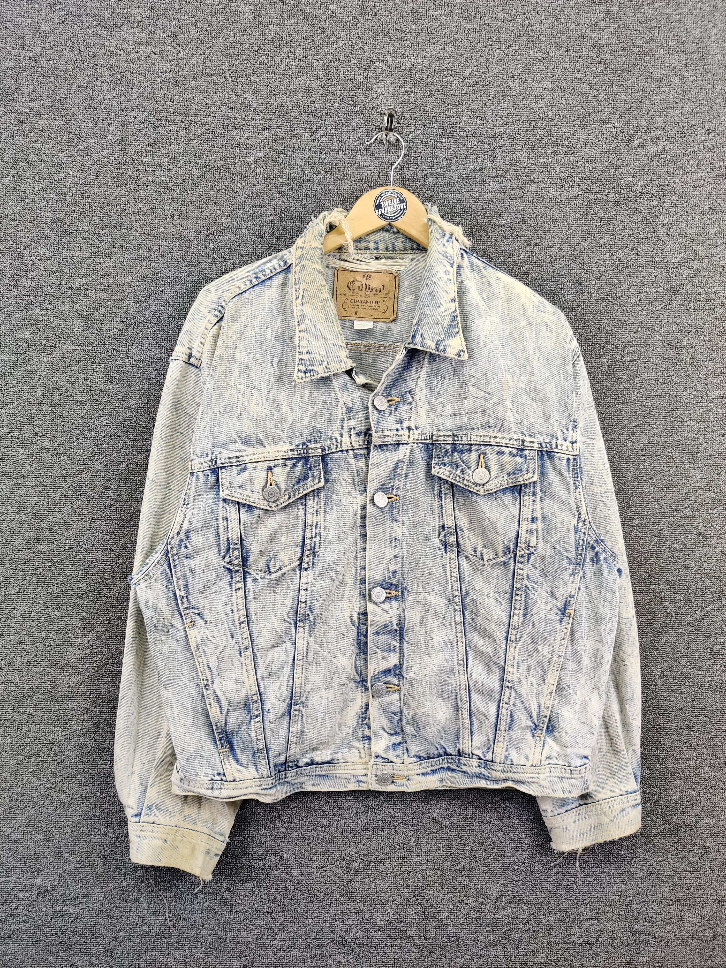 Thrashed Edwin Distressed Acid Wash Trucker Denim Jacket