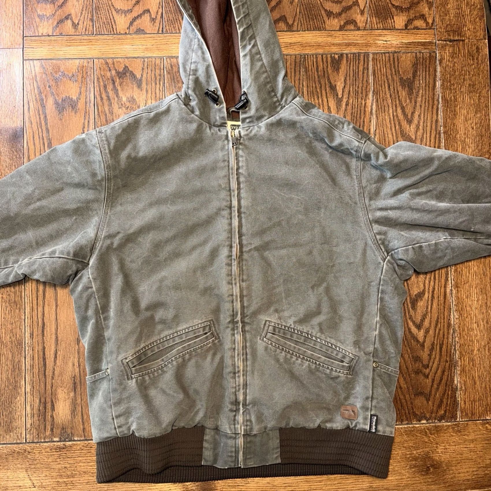SafTbak VINTAGE SafTbak Mens Large Fleece Quilted Lined Hooded Canvas Cotton Barn Jacket Size US L / EU 52-54 / 3 - 2 Thumbnail