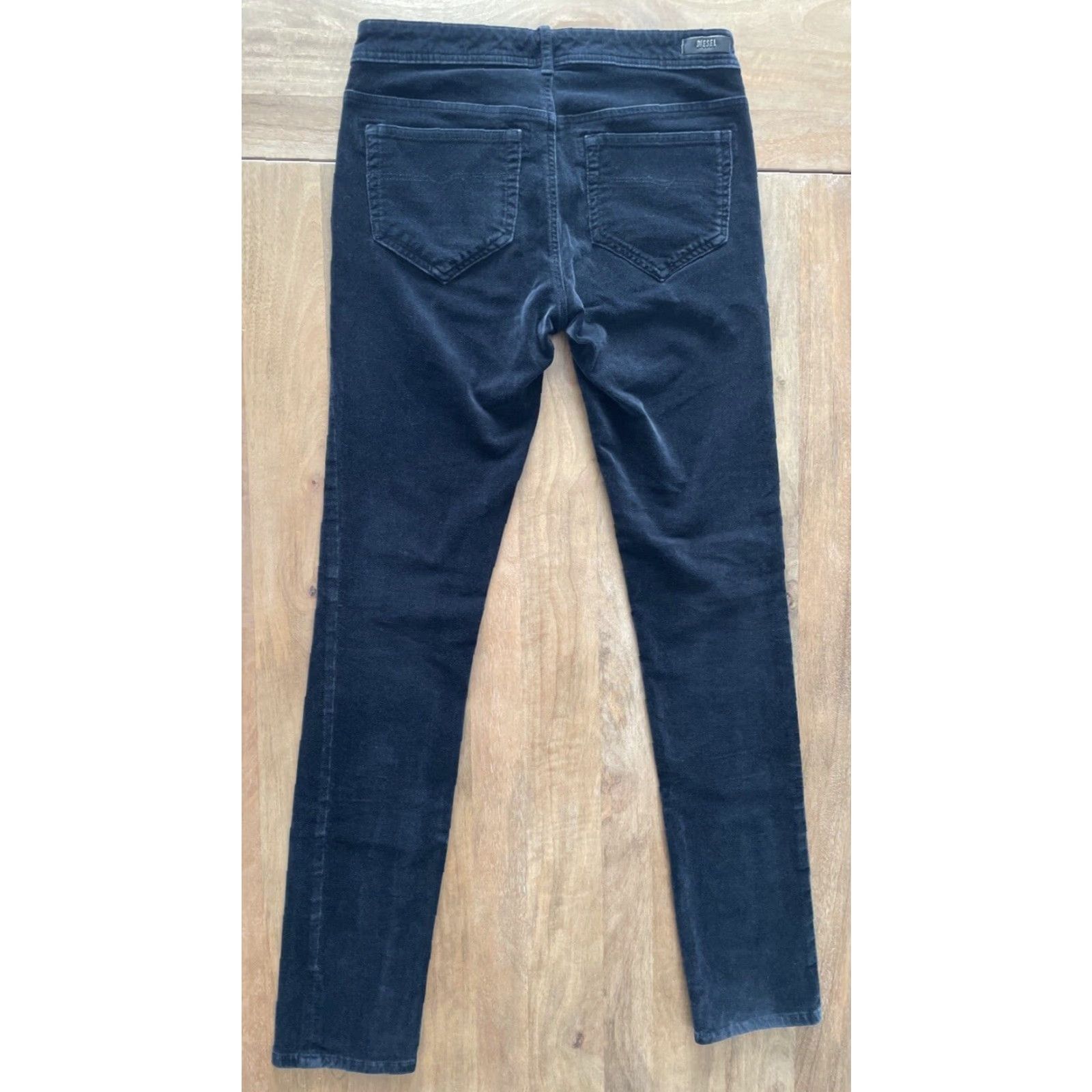 Diesel Diesel Velour Skinny Pants Womens 29 Black Velvet Slim Straight Jeans Bead Logo 30 Inseam Straight Leg Vintage: No Size 29" - 2 Thumbnail