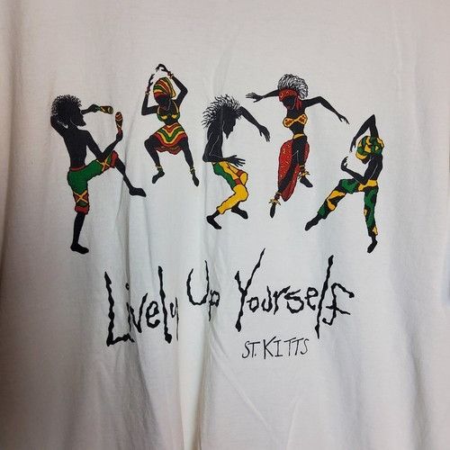 Other Vintage Jerzees Rasta Size XL White T-Shirt Lively Up Yourse Size US XL / EU 56 / 4 - 4 Thumbnail