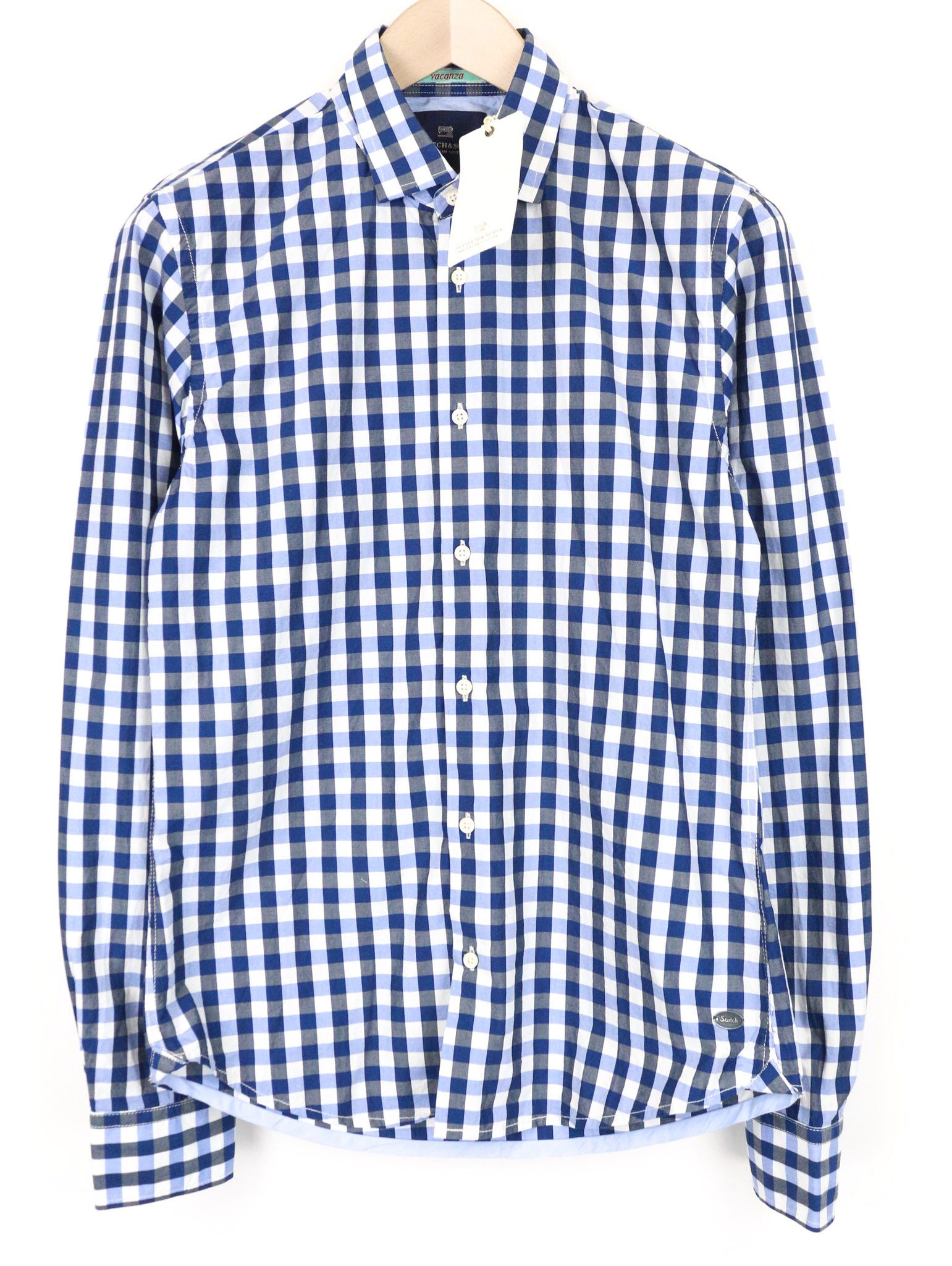 Scotch & Soda S Blue Gingham Cotton Button Shirt 75021 Size US S / EU 44-46 / 1 - 1 Thumbnail