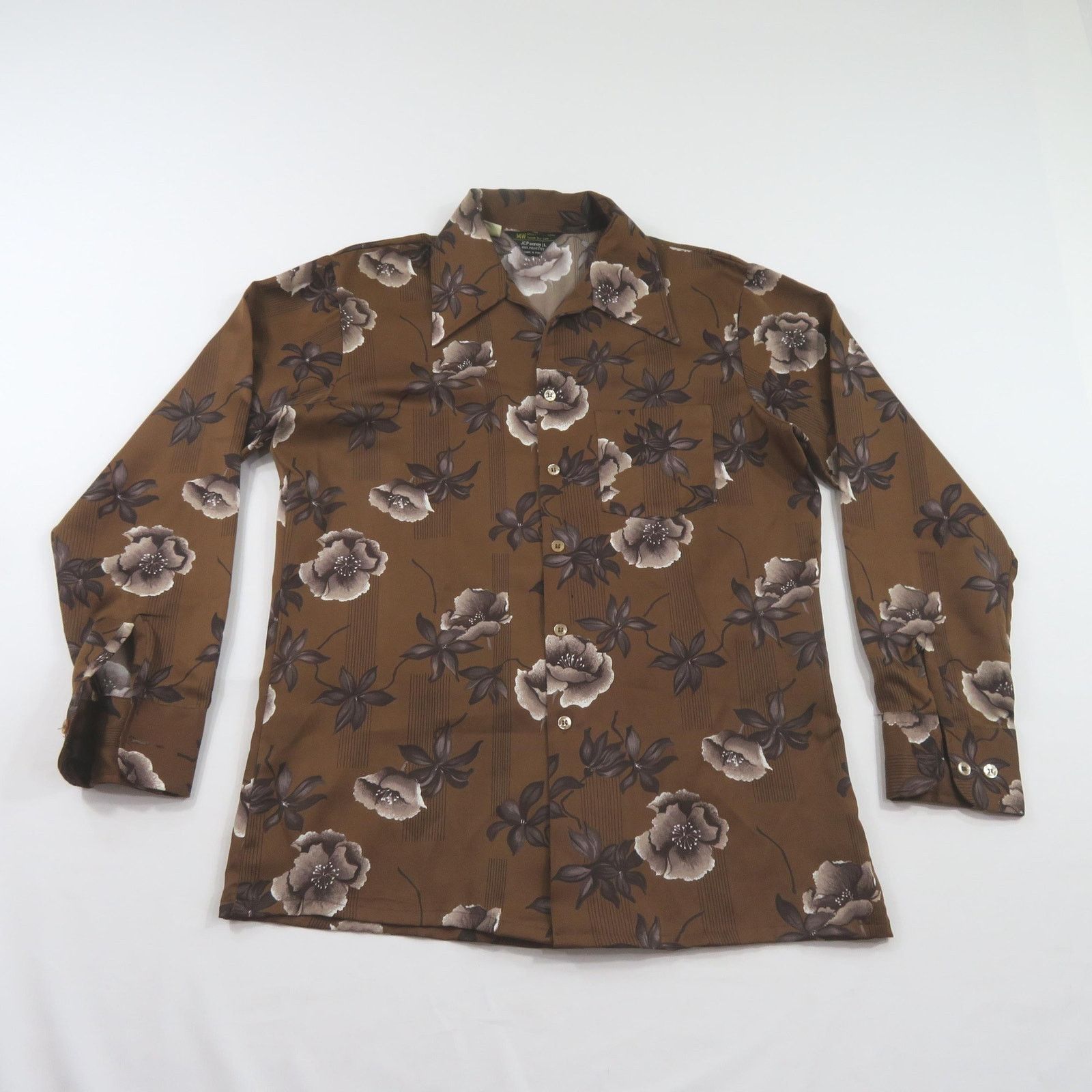 penneys dress shirts Vintage 60s Penneys Distressed Grungy Rayon Knit Loop Collar Shirt Size M