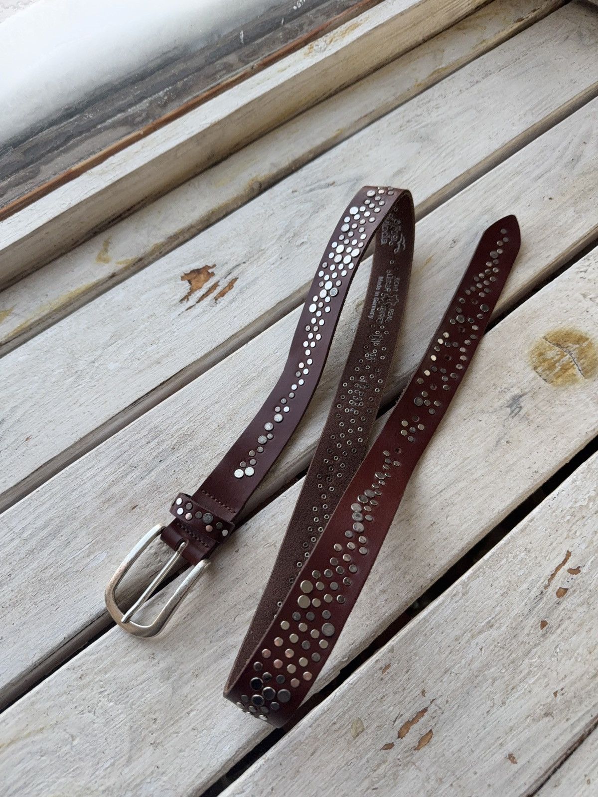 Hysteric Glamour Vintage Leather Belt Y2K Rhinestones Punk Metal Avant Garde Size ONE SIZE - 3 Thumbnail