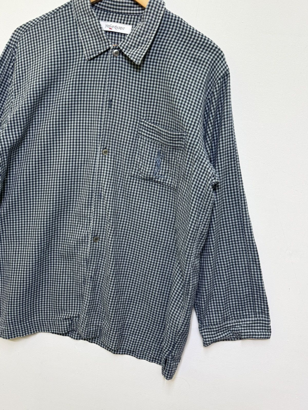 Yves Saint Laurent YSL Flannel Logo Shirt Size US L / EU 52-54 / 3 - 4 Thumbnail