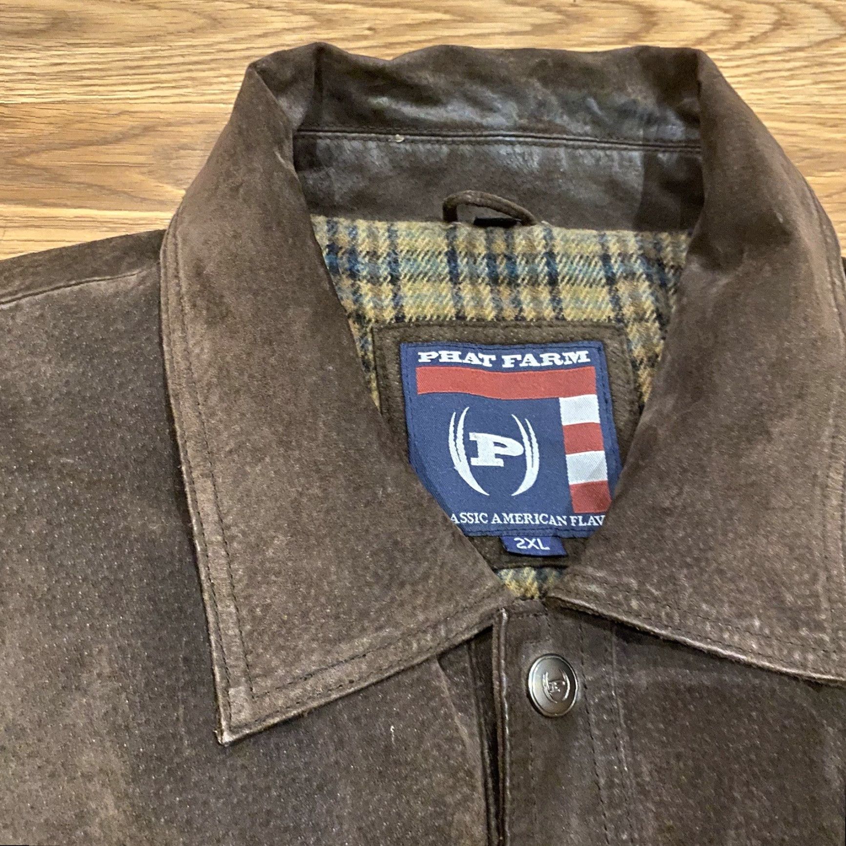 Phat Farm VINTAGE Phat Farm Brown Suede Leather Jacket 2XL Wool Lined Hip-Hop Y2K Wu Tang Size XXL Mens Jacket Size US XXL / EU 58 / 5 - 2 Thumbnail