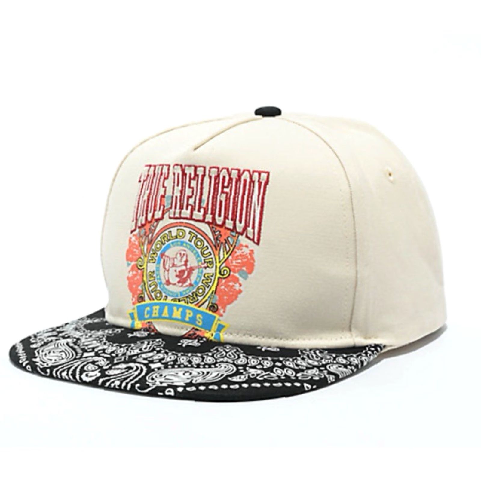 True Religion True Religion Hat Cap Snap Back Chant Tan Cream Black Paisley Adult Mens Size ONE SIZE - 2 Thumbnail