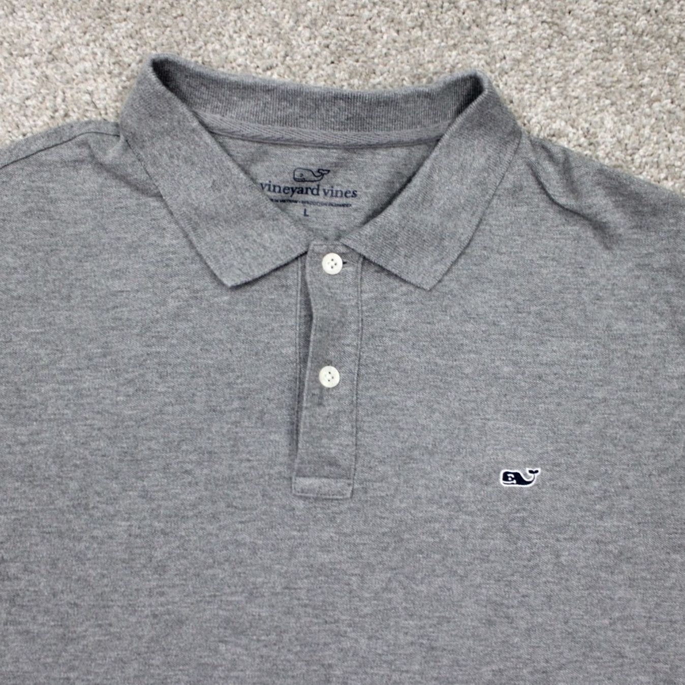 Vineyard Vines Vineyard Vines Edgartown Polo Shirt Mens Large Gray Short Sleeve Cotton Polyester Blend Stretch Polo Shirt Size US L / EU 52-54 / 3 - 5 Thumbnail