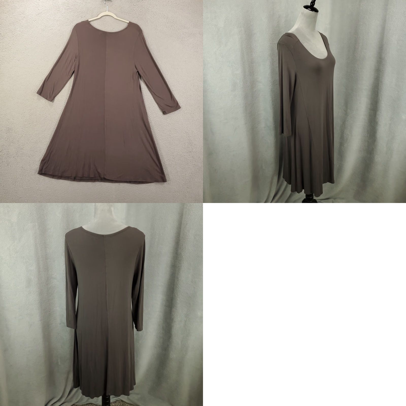 Vintage Garnet Hill Womens Dress S Brown A-Line Shift T-Shirt Dress Knee Length Knit Stretch Pockets Casual Travel Vintage No Size S / US 4 / IT 40 - 8 Thumbnail