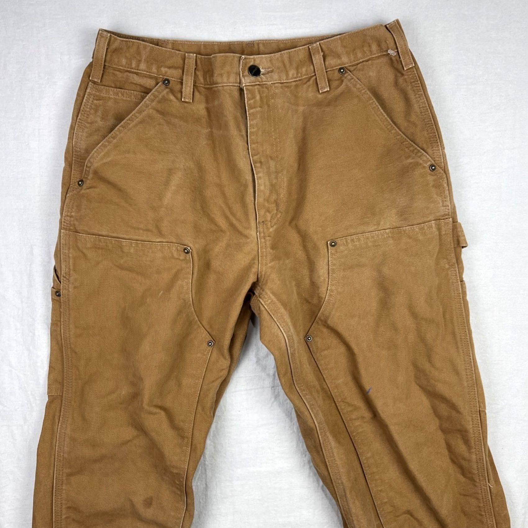 Carhartt Carhartt Pants Mens 32x30 Canvas Carpenter Brown 5-Pocket Straight Relaxed B136 BRN Size US 32 / EU 48 - 2 Thumbnail