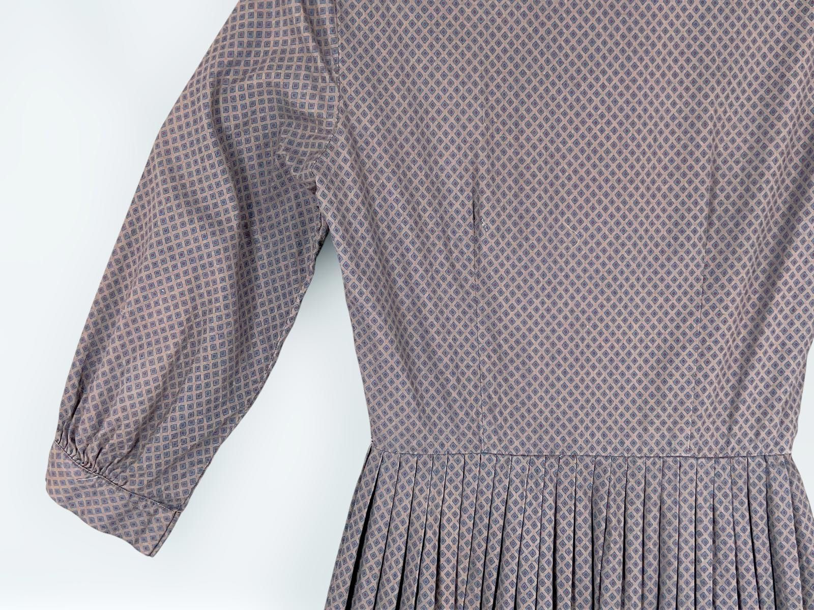 Designer 1950s Cotton Day Dress Flared Skirt 50s Size 10 Size L / US 10 / IT 46 - 7 Thumbnail