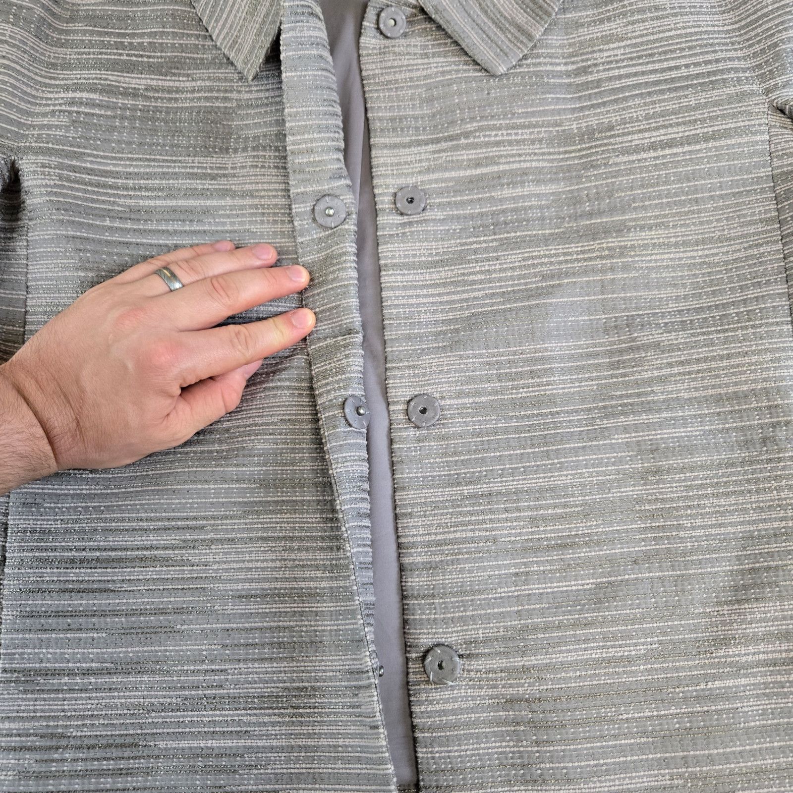 Ann Taylor Ann Taylor Silver Metallic Tweed Blazer Size Large Size L / US 10 / IT 46 - 6 Thumbnail