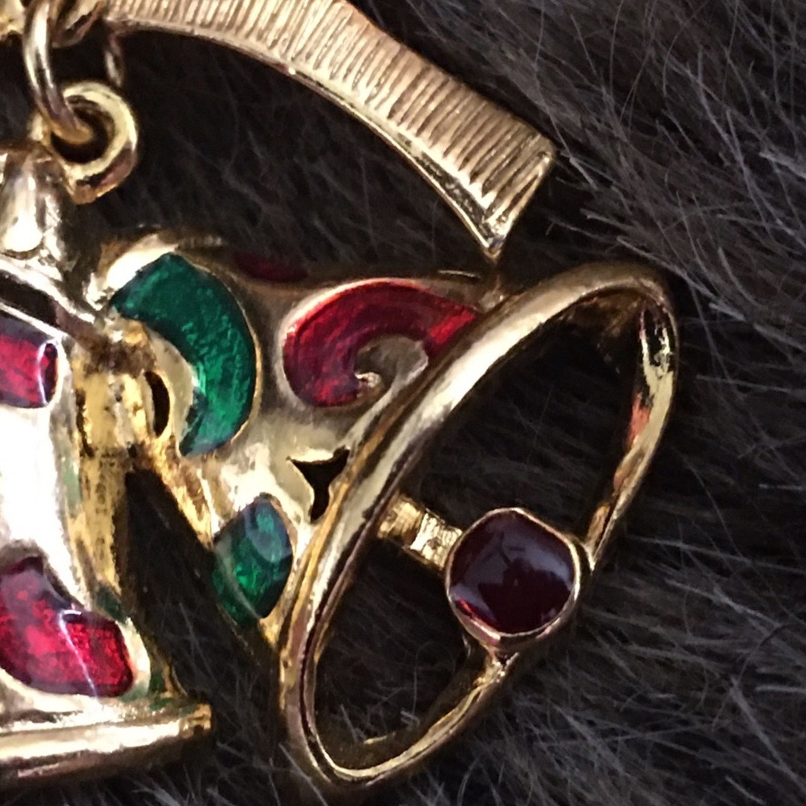 Vintage Vintage gold and enamel Christmas bells pin brooch Size ONE SIZE - 4 Thumbnail
