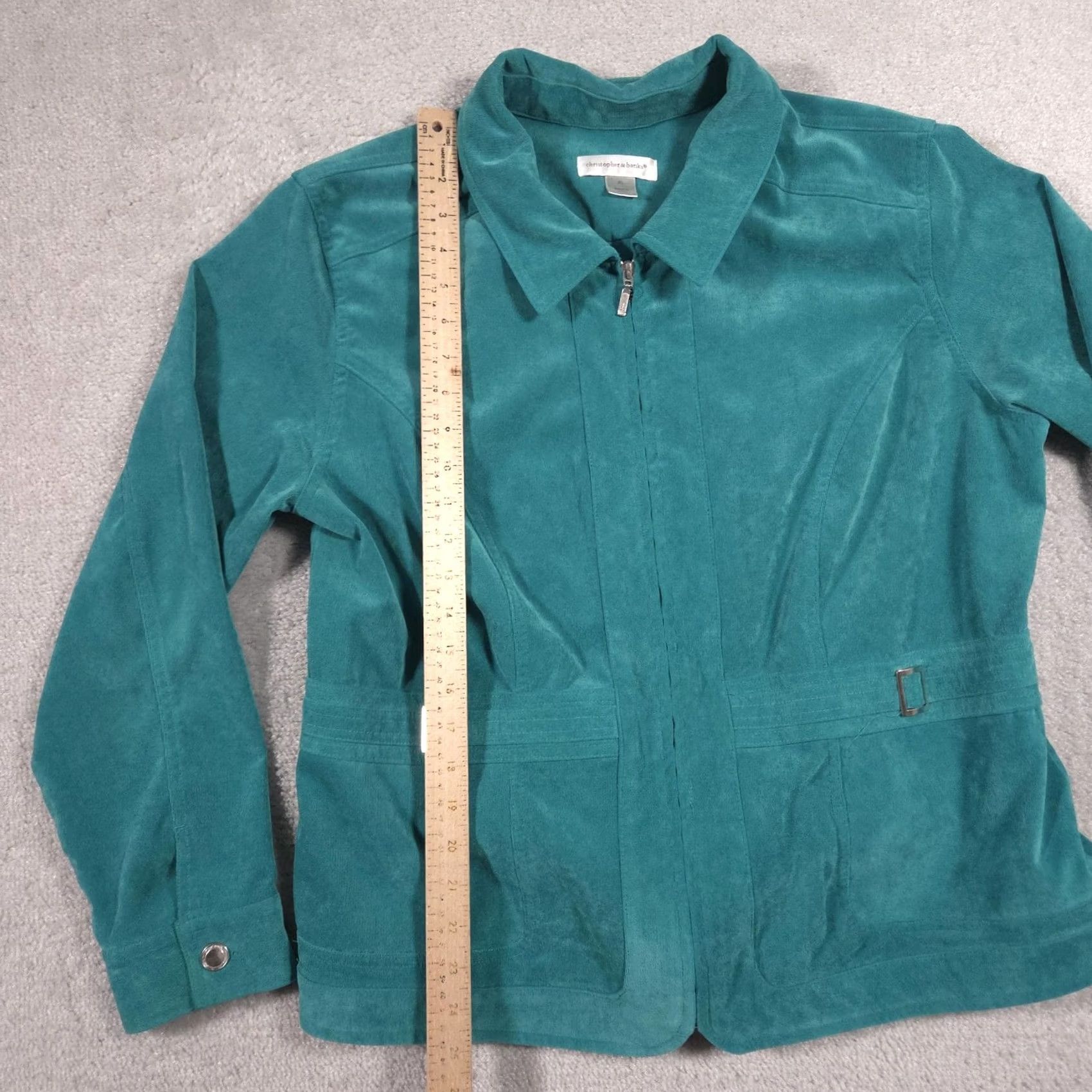 Vintage Christopher & Banks Jacket Womens XL Green Corduroy Full Zip Buckle Waist Casual Size XL / US 12-14 / IT 48-50 - 7 Thumbnail