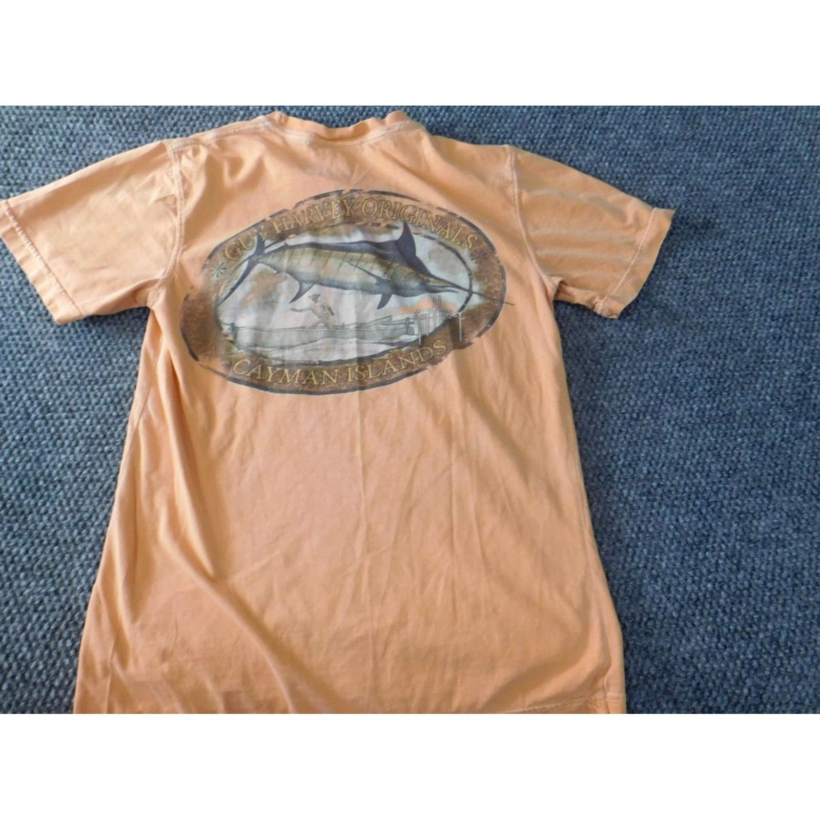 Guy Harvey Guy Harvey Mens Shirt Small Peach logo fish Classic fit Beach Short Sleeve Crew Neck Cotton T-Shirt Orange logo Mens S Regular Beach 90s? Size US S / EU 44-46 / 1 - 6 Thumbnail