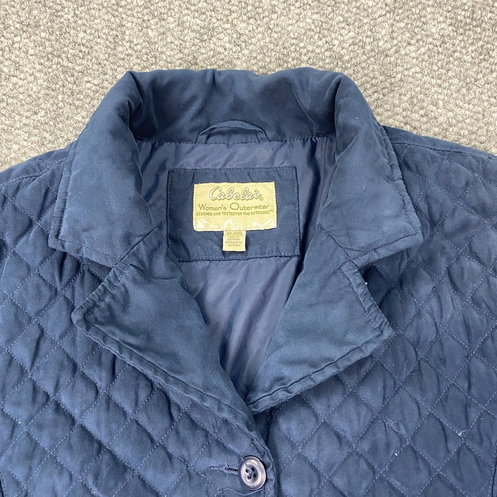 Vintage Cabelas Jacket Womens XL Navy Blue Quilted Button Front Nylon Lined Insulated Size XL / US 12-14 / IT 48-50 - 2 Thumbnail