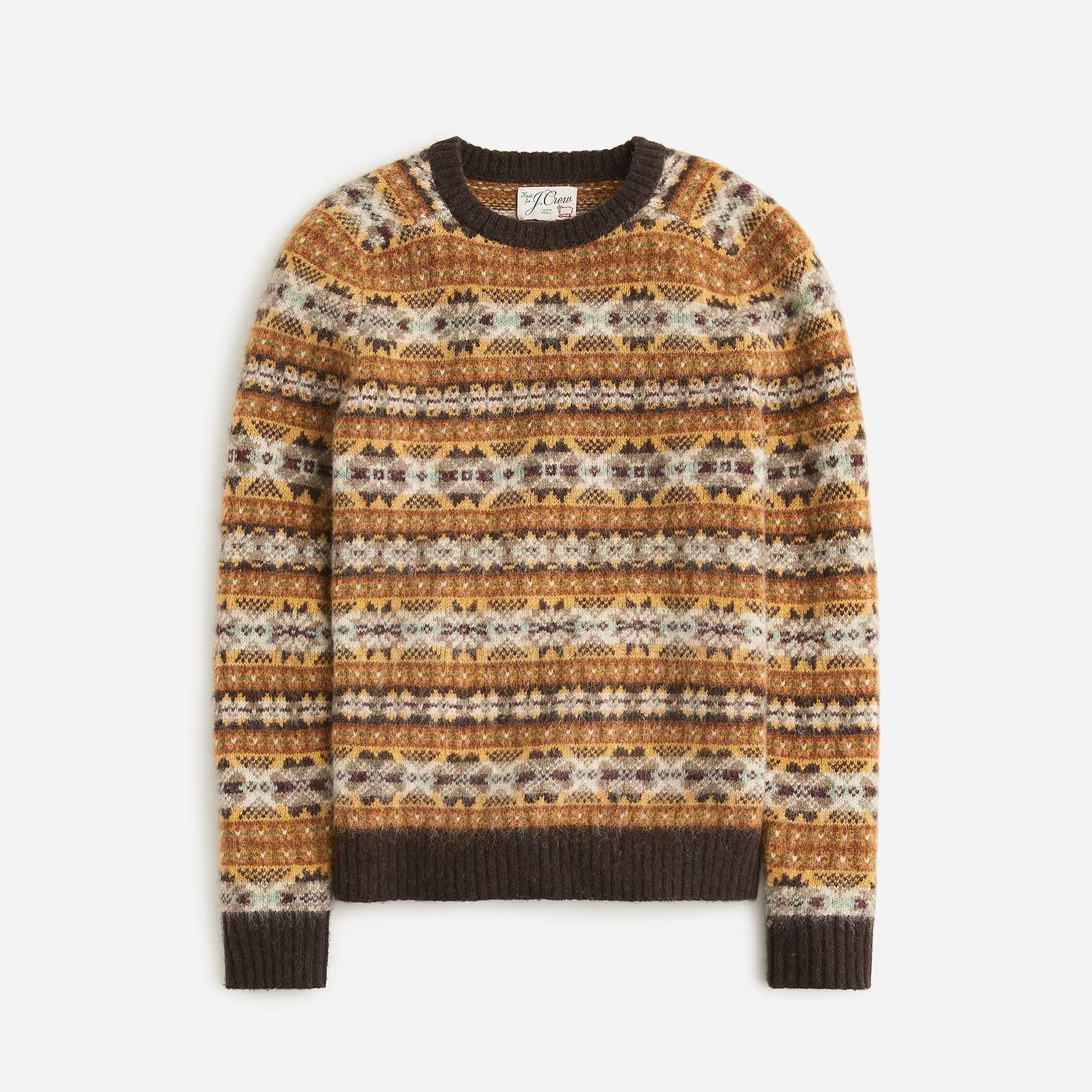 image of J Crew Brushed Wool Fair Isle Sweater Heather Cacao Fairisle, Men's (Size 2XL)